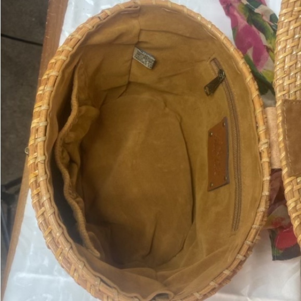 Patricia Nash Woven Basket Bag with Colorful Scarf - Picture 5 of 9